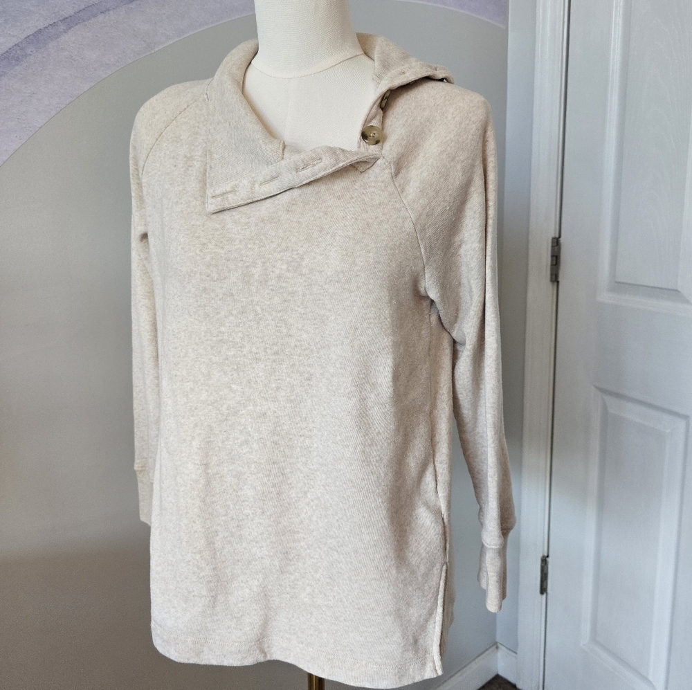 J. Crew | Small | Beige Button Neck Collar Pullover Sweater